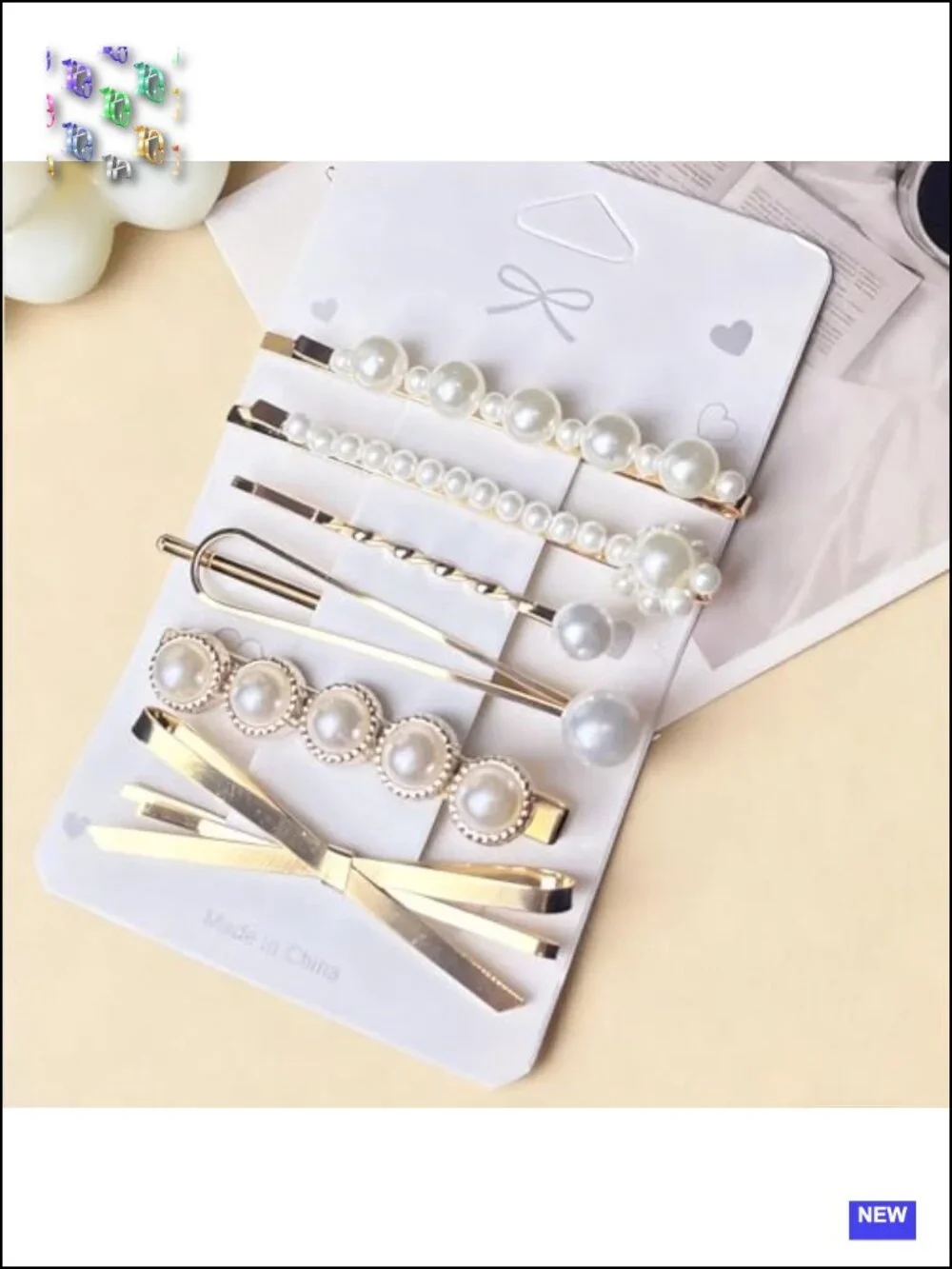 6 Pcs Faux Pearl Gold Plated Bobby Pins Decorative Hair Clips Set